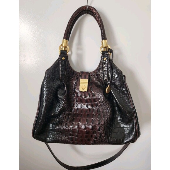 BRAHMIN Elisa Satchel  EUC - Anthracite - Beautiful Color! Scuffs SEE - Picture 2 of 16